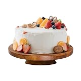 jubilander Wood Cake Stand, Acacia Cake Stand for Wedding Birthday, Wooden Serving Platter for Appetizers and Desserts (10 inch)