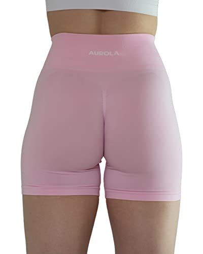Bright Colors Maybe See Through Not Squat Proof Summer Workout Shorts for Women Seamless Scrunch Running Shorts (M,Sweet Pink) - Thumbnail 2