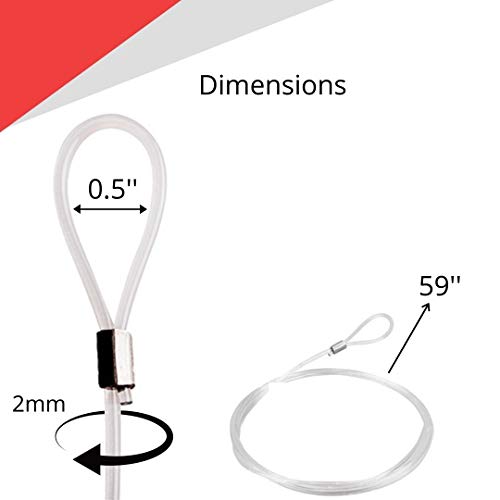 Image of STAS Looped End Cord Clear Nylon - 20 pack - Perlon Picture Cable Wire For Picture Hanging Hooks and Picture Rails (59 inch length, 2mm diameter)