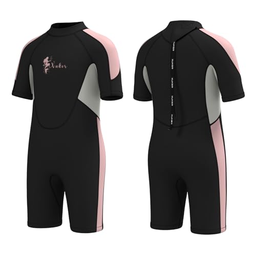 XUKER Kids Wetsuit for Boys Girls Toddles, 3mm Shorty Wetsuit Thermal Back Zip Diving Wetsuit Thermal Swimsuits