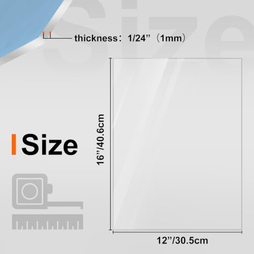 Image of KINLINK 12x16 Plexiglass Sheets 1 /24 inch Thick, 1mm Clear PET Plastic Sheet for DIY Project, Craft, Table Top, Picture Frame, Acrylic Sign and Wedding Invitation 2 Pack