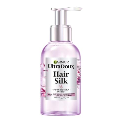 Garnier Ultra Doux Rice Water Silk Drops Smoothing Serum for Long Dull hair silky smooth hair and high shine Replumps Heat Protection Frizz and Humidity Protection 120ml