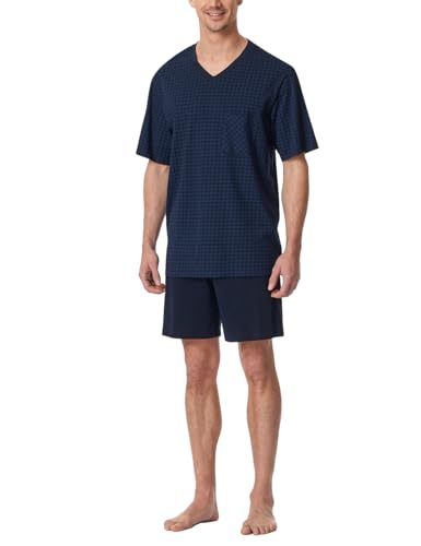 Schiesser Herren Schlafanzug kurz V-Ausschnitt - Nightwear Set, Nachtblau_182193, 56