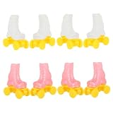 Hohopeti 4 Pares de Patines de Cuatro Ruedas para Muñecas en Plástico, Accesorios Decorativos Diseño Vibrante y Juego Interior y Exterior para Niños