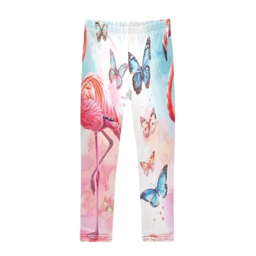 Toddler Girls Leggings Printed Yoga Pants Leggings Blue Butterfly Flamingo for Kids