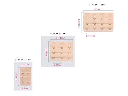 Women Bra Extender, Bra Extender 2&3&4 Hook 3 Row Band Multi Size Lady’s Breathing Room Soft Comfortable Elastic Extension Strap 9pcs2