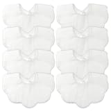 EllieHouse Baby Bibs for Girls Boys 8 Pack Muslin Drool Teeth Drooling Teething Bibs Muslin Cotton for Toddler Infant Essentials(Pearl White)