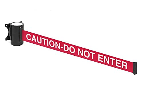 The Workplace Depot Wall Mounted Retractable Queue Tape – 3.5m Red Belt with Caution Message– Safety Barrier for Shops, Factories, Offices – Single Unit ('Caution Do Not Enter')