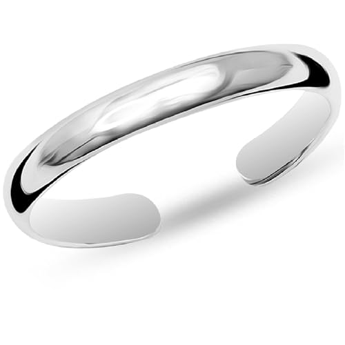 LeCalla 925 Sterling Silber Plain Dome Band Ring Hypoallergene Stilvolle Zehenringe für Frauen Einstellbare Minimalistische Fuß Ring Schmuck für Frauen 4 MM