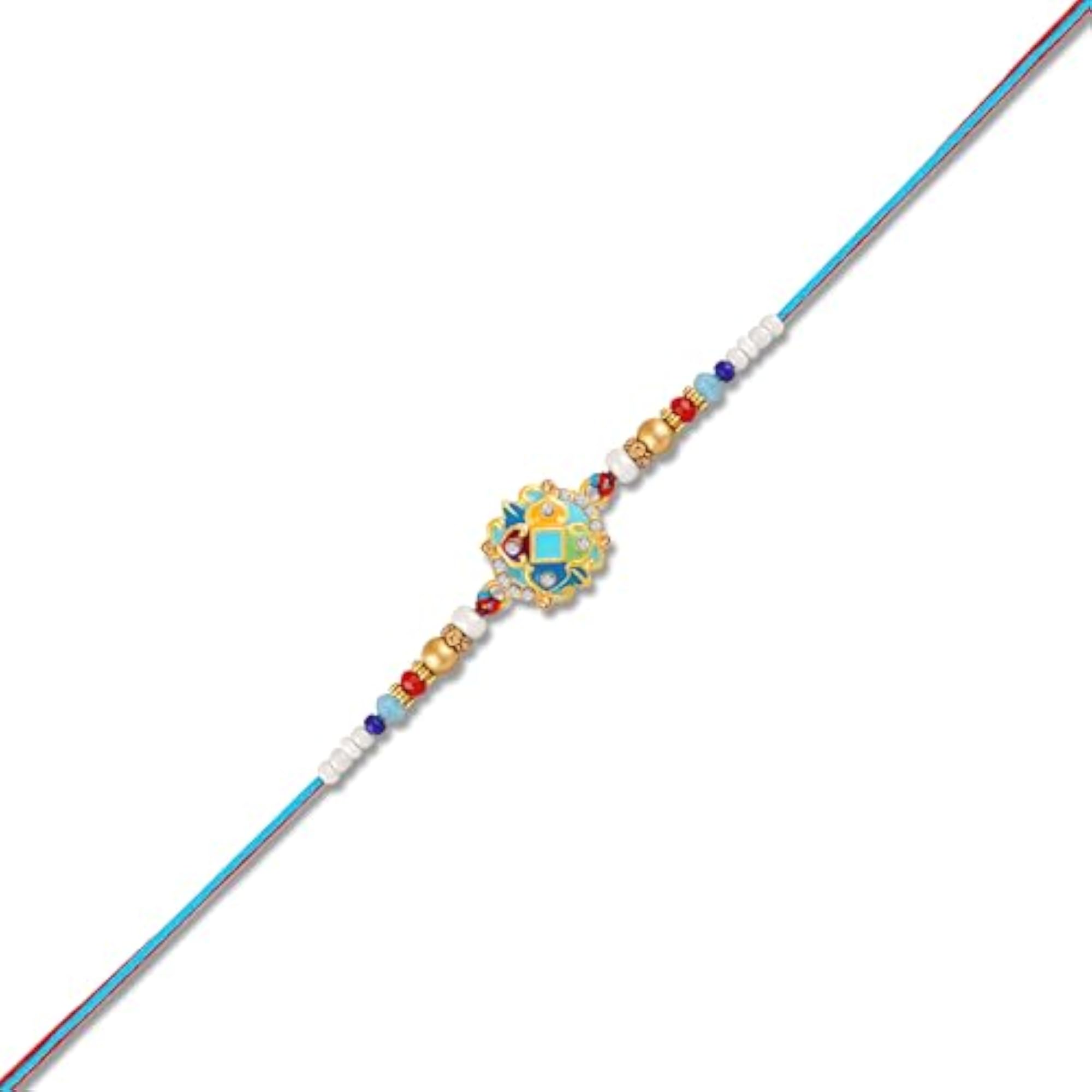 Meenakari Rakhi for Brother with Crystal Accents