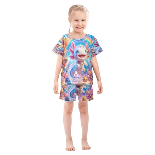 Pajama Sets Short Sleeve Cute Underwater Creature Scene Soft Cotton Summer Sleepwear 2 Piece PJS Size 5-14T4