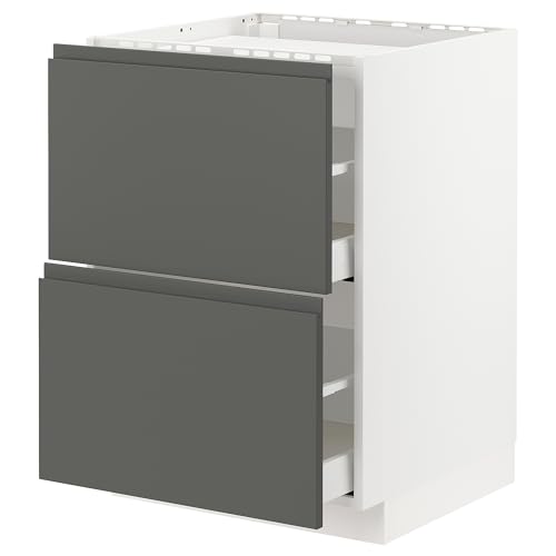 METOD/MAXIMERA base cab f hob/2 fronts/2 drawers, 60x60 cm, white/Voxtorp dark grey