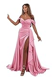 Fuera del hombro Vestidos de Baile Vestido de DAMA de Honor Corte de Sirena Vestidos de Noche formales US26W Blush