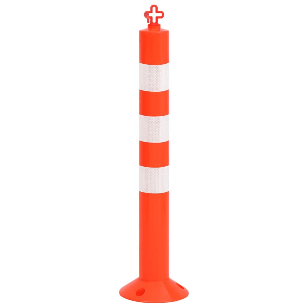 Juego de 10 postes de barrera con cadena, 75 cm, PE rojo plateado, reflectante, resistente a la intemperie, para exteriores, placas de construcción, señales de tráfico, señal de aparcamiento