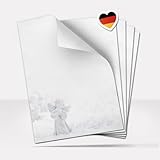 Weihnachtspapier A4 | Weihnachtsbriefpapier beidseitig bedruckt, 50 Blatt | Premium Briefpapier Weihnachten Engel im Schnee | weihnachtliches EngelchenMotivpapier Schreibpapier Druckerpapier 90 g/qm