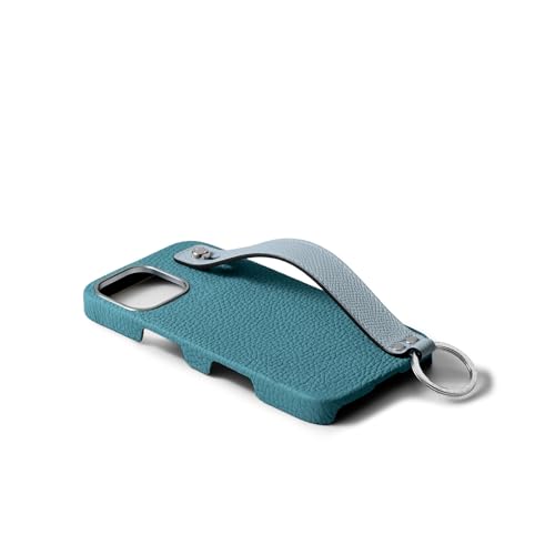 【ボナベンチュラ】 (for iPhone 17)ハンドル付き バックカバーケース シュリンクレザー [シアン × ブルーリン] スマホケース MagSafe対応 ヨーロッパ最高級レザー 本革 プレゼント BWHT17-BCBN