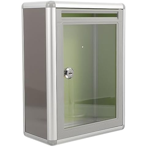 PRETYZOOM Suggestion Box with Lock And Slot, Wall Mounted Donation Box, Voting Box Tickets Storage Box With Clear Panel Small Lock Box for Home Office Cover
