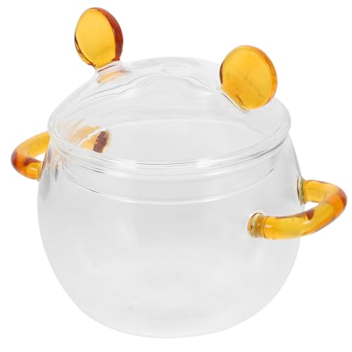 MOLUCKFU - Glass Cooking Pot with Lid Double Handle Soup Stewpan Borosilicate Material for Home Cooking and Steaming for Families and Ramen Noodles