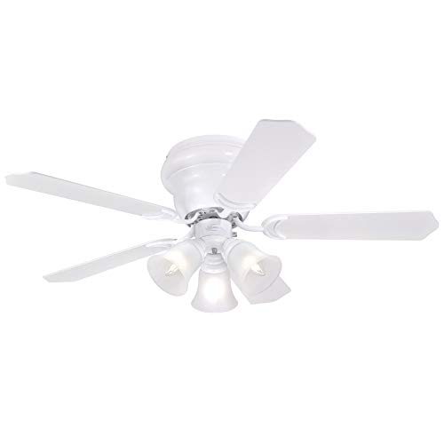 Image of Westinghouse Contempra Trio 42 Inch Ceiling Fan with Light, Indoor White Ceiling Fan for Small Rooms, Reversible Blades White /White Washed Pine, LED Bulbs Included