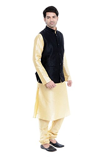 Kurta pyjama de seda con chaleco Nehru para bodas y galas elegantes 3