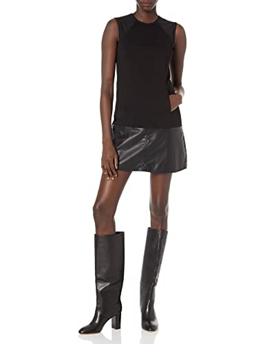 Rent The Runway Pre-Loved Black Faux Leather Trim Shift Dress