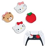 Kuitmor Cute Thumb Grip Caps for PS5, Soft Silicone Joystick Caps,Cute Thumbstick Grips Compatible with PS5 / PS4 / Switch Pro Controller 4PCS (Hello Kitty)