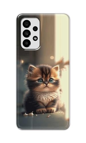 Image of PRINTFIDAA Printed Hard Back Cover Case for Samsung Galaxy A73 5G Back Cover (Cute Cat) -112