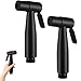 Bidet Sprayer, 2Pcs Toilet Bidet Sprayer, Detachable Stainless Steel Handheld, Bathroom Accessories for Kitchen and Toilet Cleaning, Black