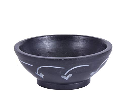 Elite Decorio Floral Bowl Incense Burner Smudge Smudging Soapstone Pot Sage Offering Stone Charcoal Dia. 2.1 Inch, 1.1 Inch Black #TOP2