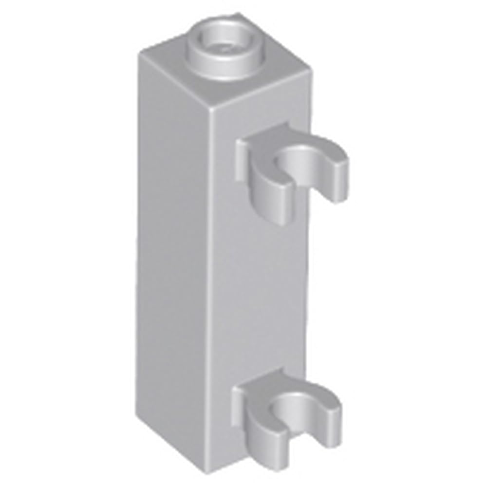 LEGO Brick, Modified 1 x 1 x 3 with 2 Clips (Vertical Grip) - Hollow Stud, Part 60583b, Multiple Colours Available (Light Bluish Gray, 10, count)