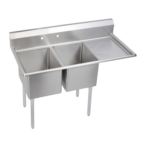E-Series 2-Compartment Sink, 20" Right drainboard