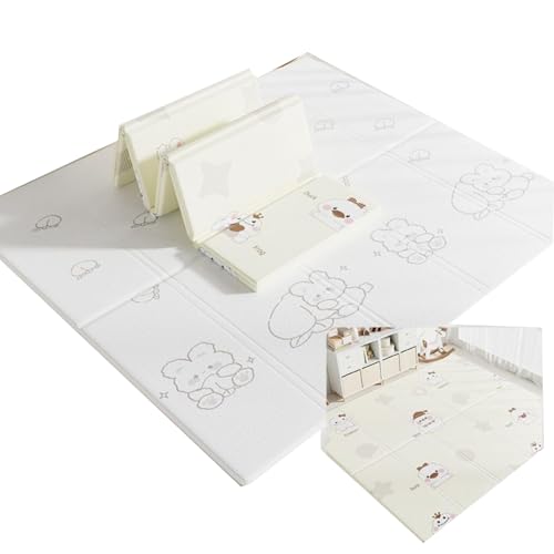 Miffia プレイマット 赤ちゃん 折りたたみ 180×150×2cm 厚手 安全検査済み ベビーマット 防水 防音 ベビープレイマット 滑り止め おしゃれ ベビー 出産祝い 一枚入り (180*150*2CM,ピーチモデル)