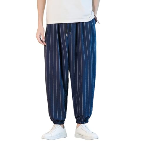 Pantalon homme printemps été léger en coton lin coupe droite large