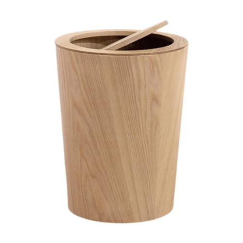 KIAOPU Papelera de Madera con Tapa, Papelera de Madera, Decorativa, Redonda, Moderna, rústica, for Dormitorio, Oficina, hogar, Color Madera(Wood Color)