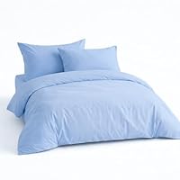 LivinEase Bettwäsche 135x200 Set - Mikrofaser Bettbezug 135x200 cm + 1 Kissenbezug 80x80 cm - Bettwäsche Spa-Blau