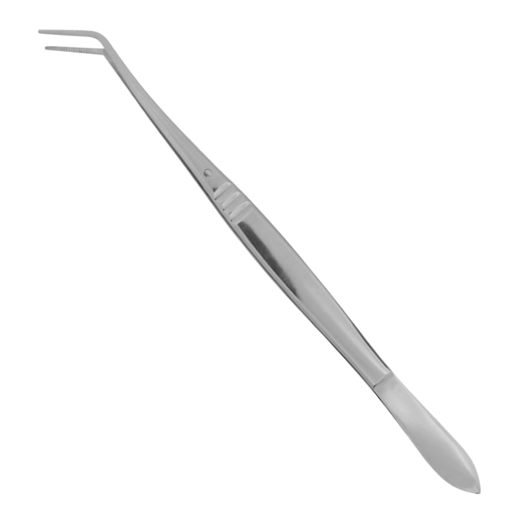 Ar Instrumed Deutschland Gmbh Silver Ar Intrumed Sewing Machine Tweezer 16Cm, Multipurpose Stainless Steel Tweezers, Universal Bent Tip Tweezer, Lining Handle, Curved Serrated Tip, Eyelash Extension Tweezers
