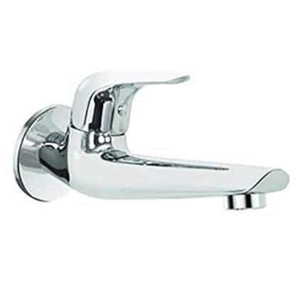 Kerovit Slope KB1311033 Brass Long Body Bib Tap with Wall Flange (Silver)