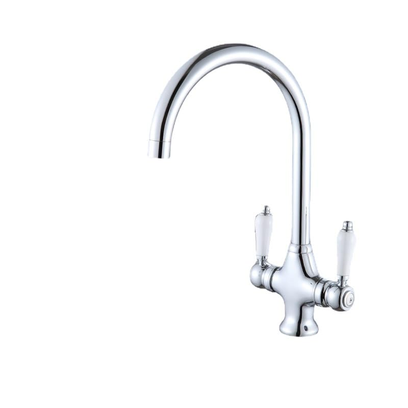 Mitigeur de cuisine et salle de bain monotrou robinet d'eau chaude et froide double poignée cuivre