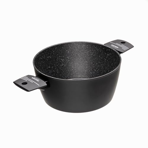 Moneta Yes! Casseruola 2 Manici, Per tutti i fuochi, inclusa l'induzione, Alluminio, Nero, 24 cm