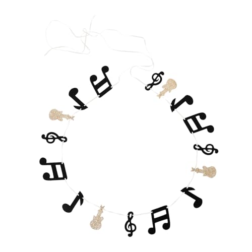 Guirnalda de notas musicales en fieltro y plástico para decoración de cumpleaños 2