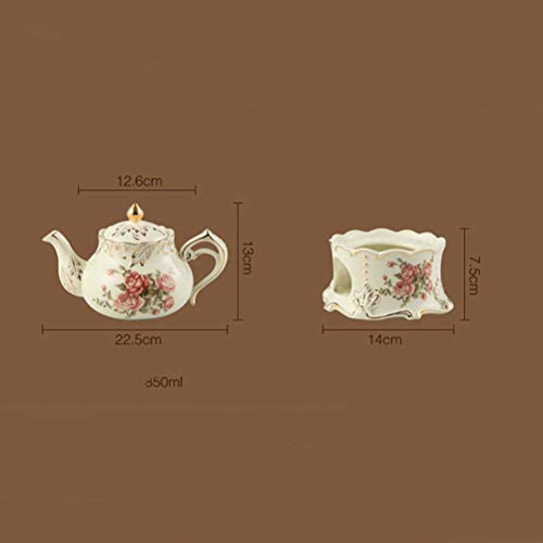 SXLCKJ Juego de té de Flores de cerámica, Base calefactora de Velas Creativas, Taza de café Continental Resistente al… - Imagen 7