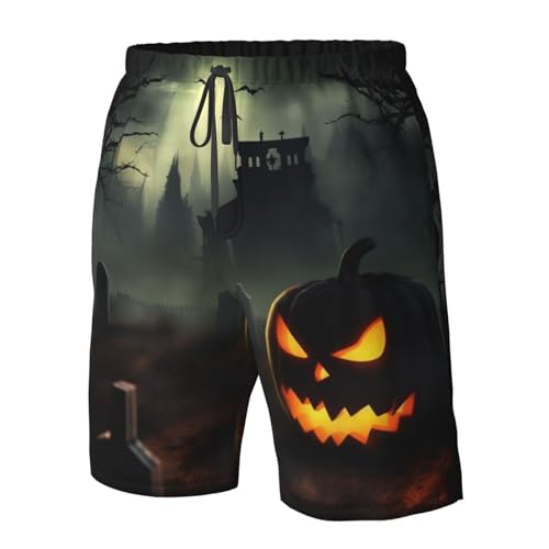 Halloween Horror Men's Swim Trunks Quick Dry Board Shorts with Pockets Casual Drawstring Beach Shorts4