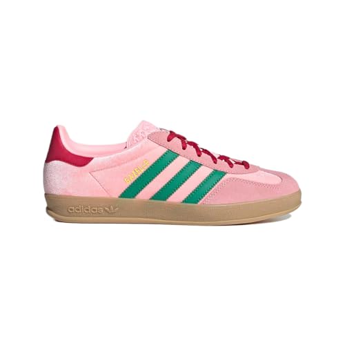 Adidas Gazelle Indoor Women's Shoes, Court Green/Glow Pink/Gum, Size 7