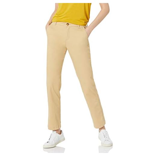 Amazon Essentials Women's Straight-Fit Stretch Twill Chino Pant, Khaki, 16