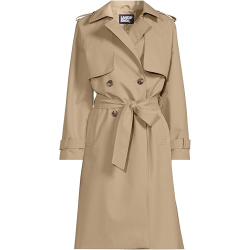 Lands' End Women's Medium Desert Tan Waterproof Trench Raincoat - Image 3