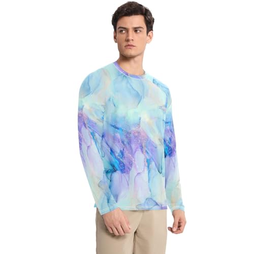 Ink Streaks Shirts Summer UPF 50+ Loose Crew Neck Long Sleeve Men's Sun Protection Long Sleeve Running3