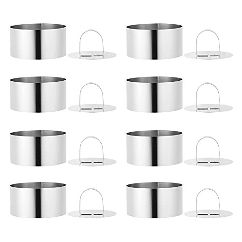 KICHOUSE Set of 8 Large Cookie Cutters Round Biscuit Cutters Fall Cookie Molds Stainless Steel Mousse Ring Molds Baking Tools