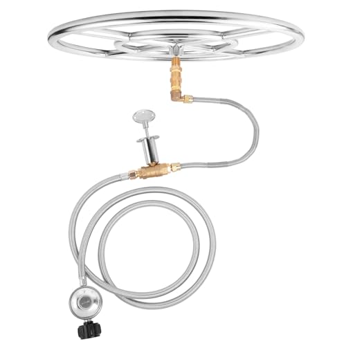 GASPRO Propane Fire Pit Burner 18 Inch Round with 1/2-Inch Air Mixer Valve