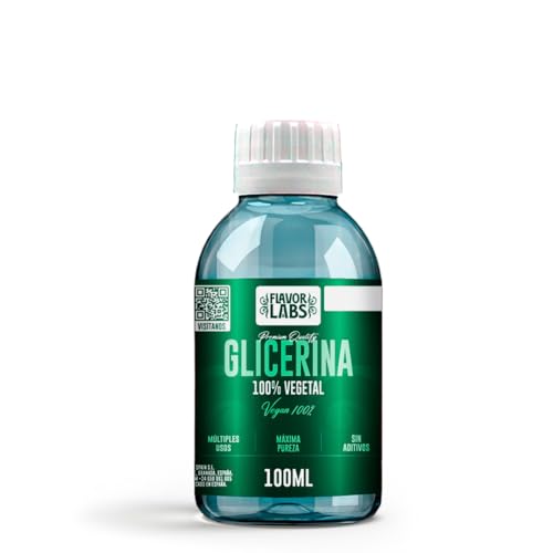 FLAVOR LABS Glicerina Vegetal 100% Pura - 100 ml | Uso Cosmético y Artesanal | Hidratante Natural para Piel, Cabello y Jabones y otros usos.
