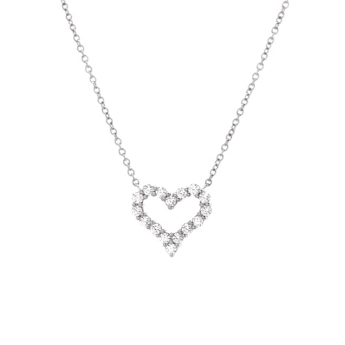 Tiffany & Co., Pre-Loved Heart Pendant Necklace Platinum with Diamonds Mini, Silver